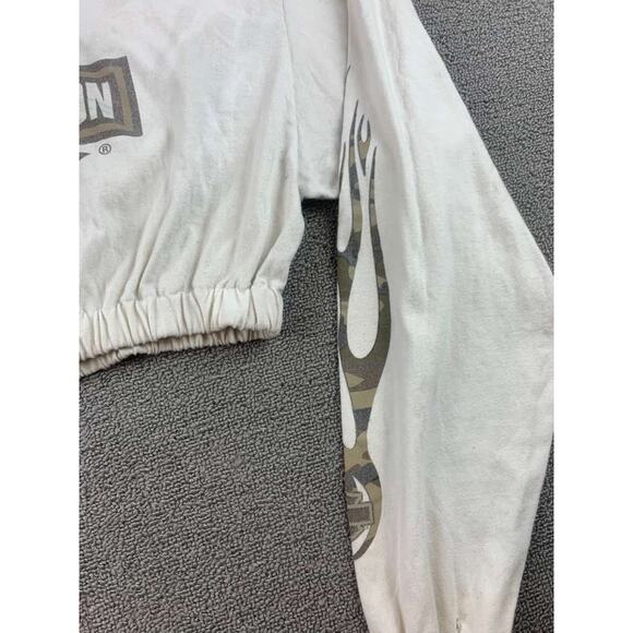 VTG Harley Davidson Cropped Graphic Shirt Size Small Camo Flames Tulsa Oklahoma - Picture 11 of 11